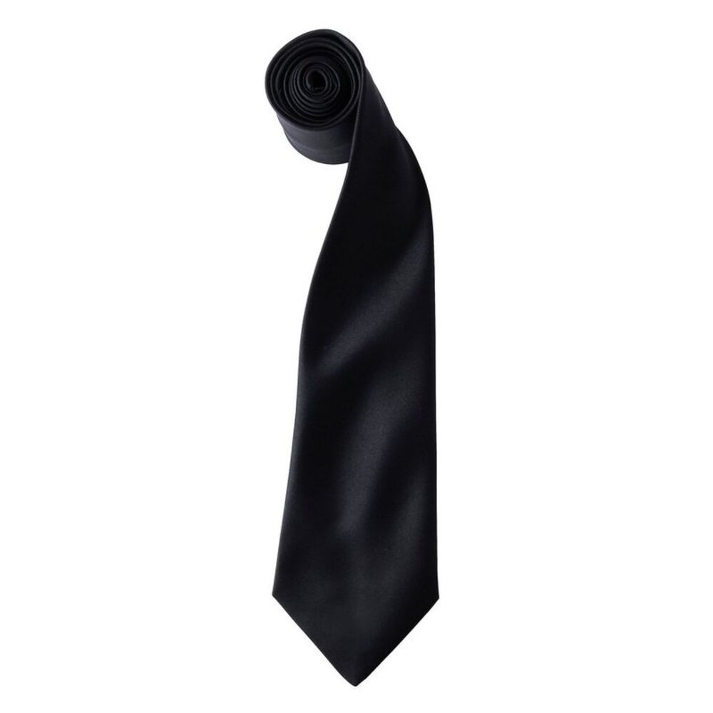 Premier Unisex Adult Colours Satin Tie / Black